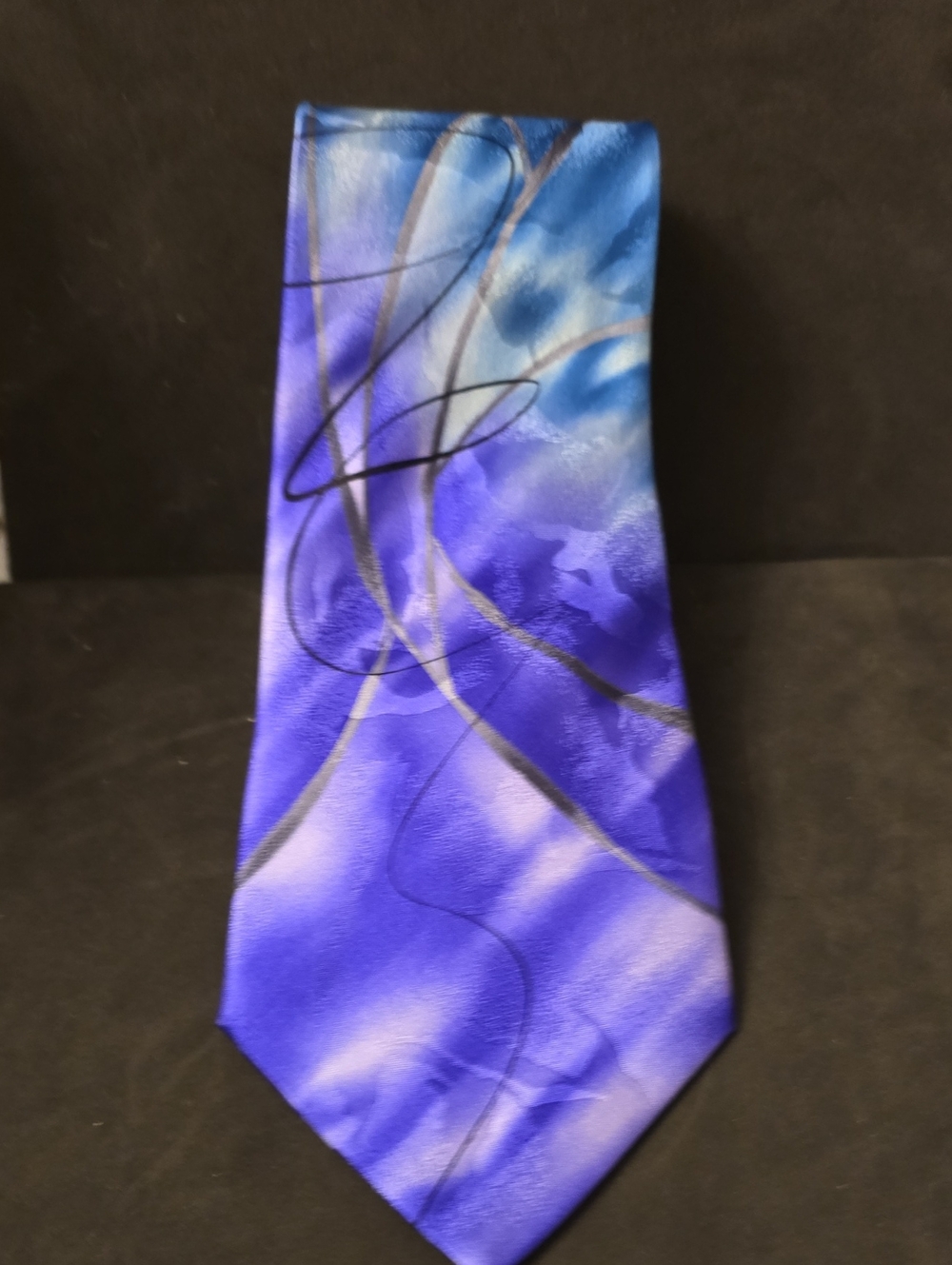 J. Garcia Blue & Purple Abstract Silk-Effect Tie "Another Butterfly"